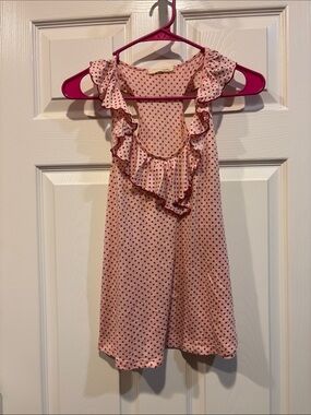 Lush Pink Polka Dot Ruffle Tank